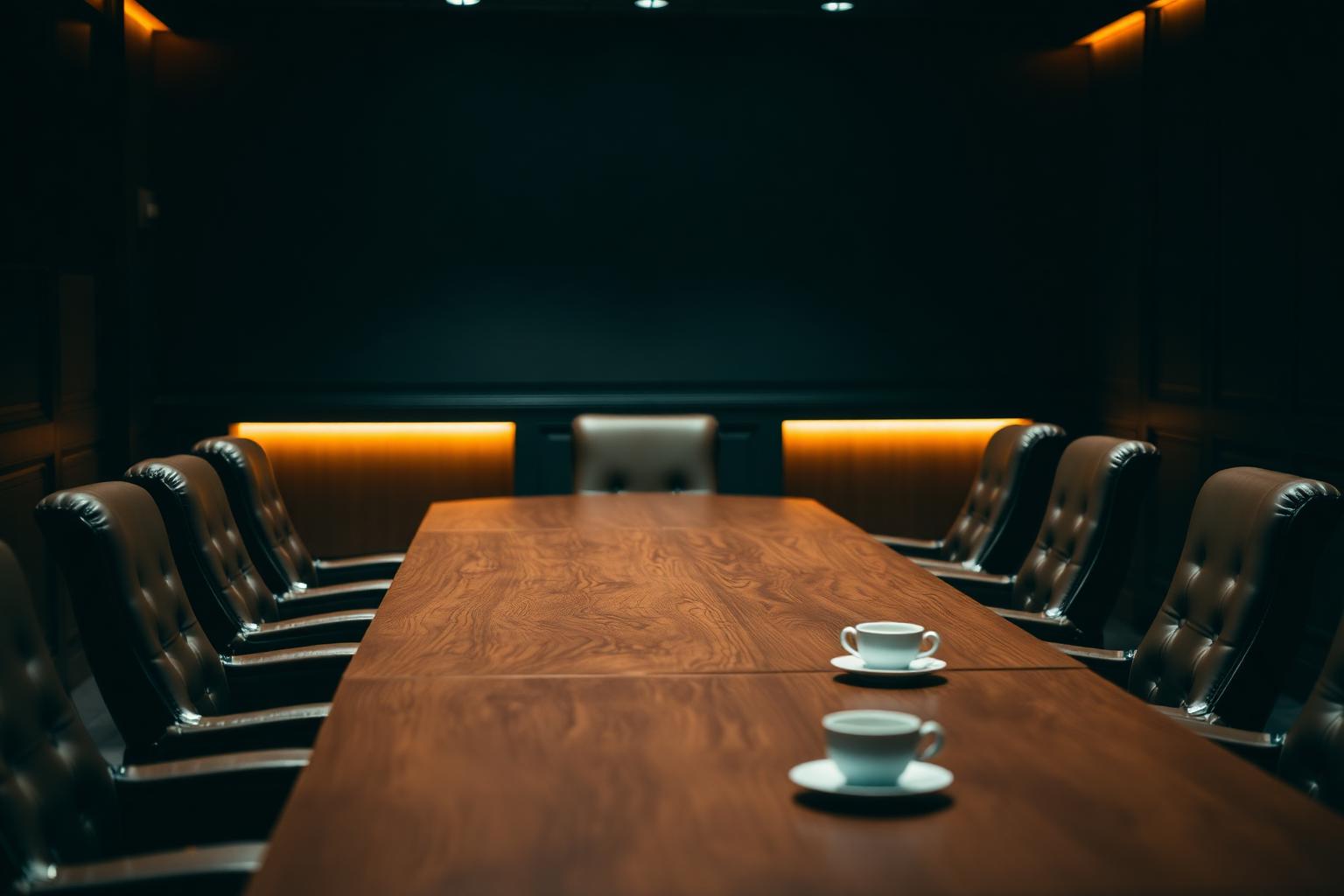 Mesa executiva de relacionamento com café especial ao centro